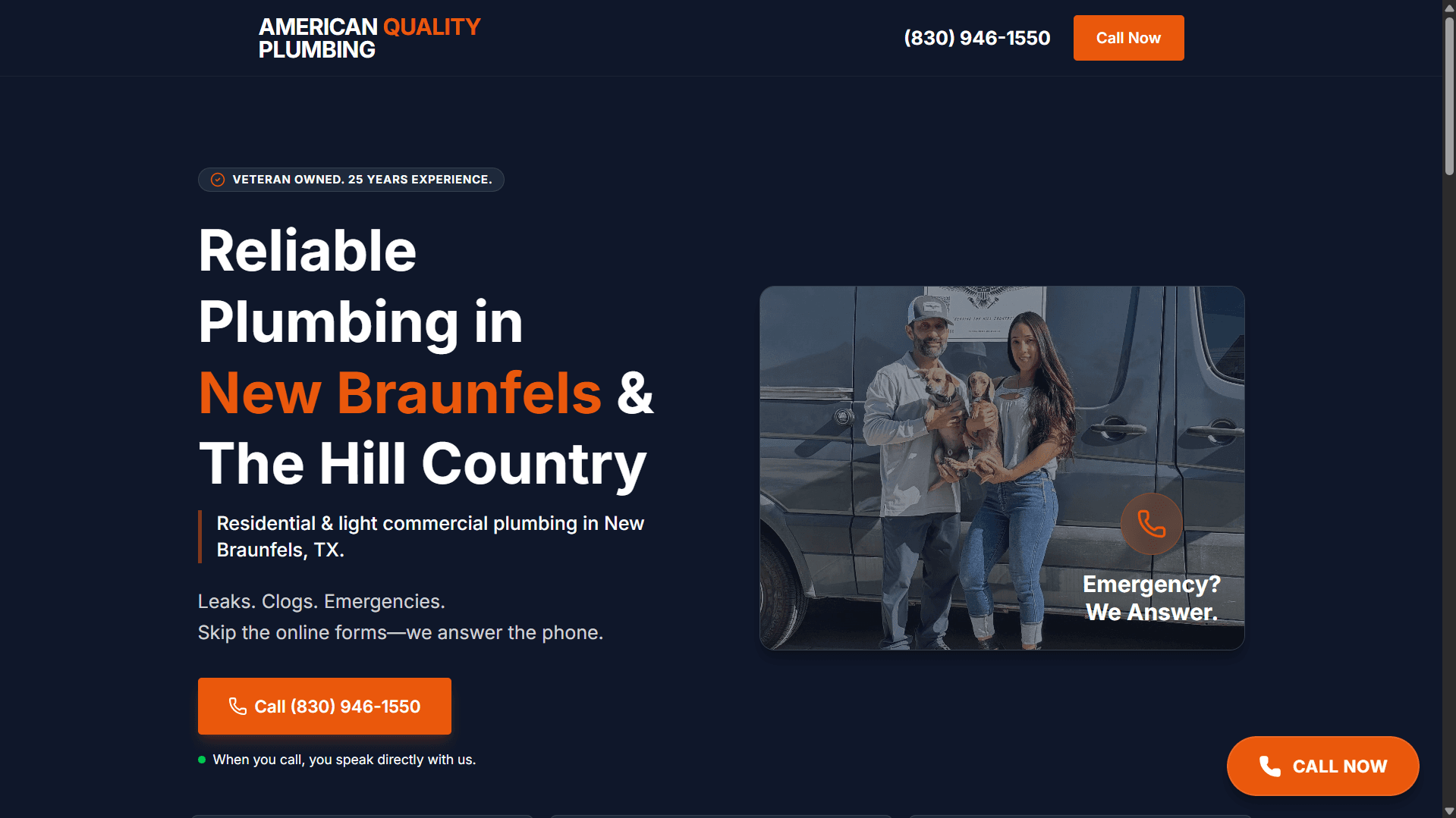 Sample website layout showing mobile-first design and clear call-to-action